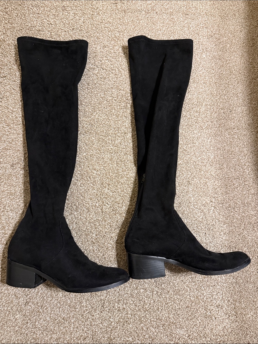Steve Madden Black Suede Over-The-Knee Block Heel Boots